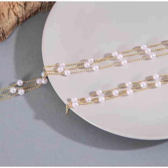 Elegant French Style 2-Piece, Multilayer Pearl Necklace and Bracelet Combo - Picture 3 of 4